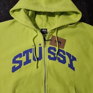 NWT Stussy Block Sport Zip Hoodie Key Lime Skate Surf Hype Thick Heavy Mens XL